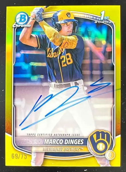 2025 Bowman Chrome Autograph Yellow Refractor #CPA-MD Marco Dinges RC Auto /75
