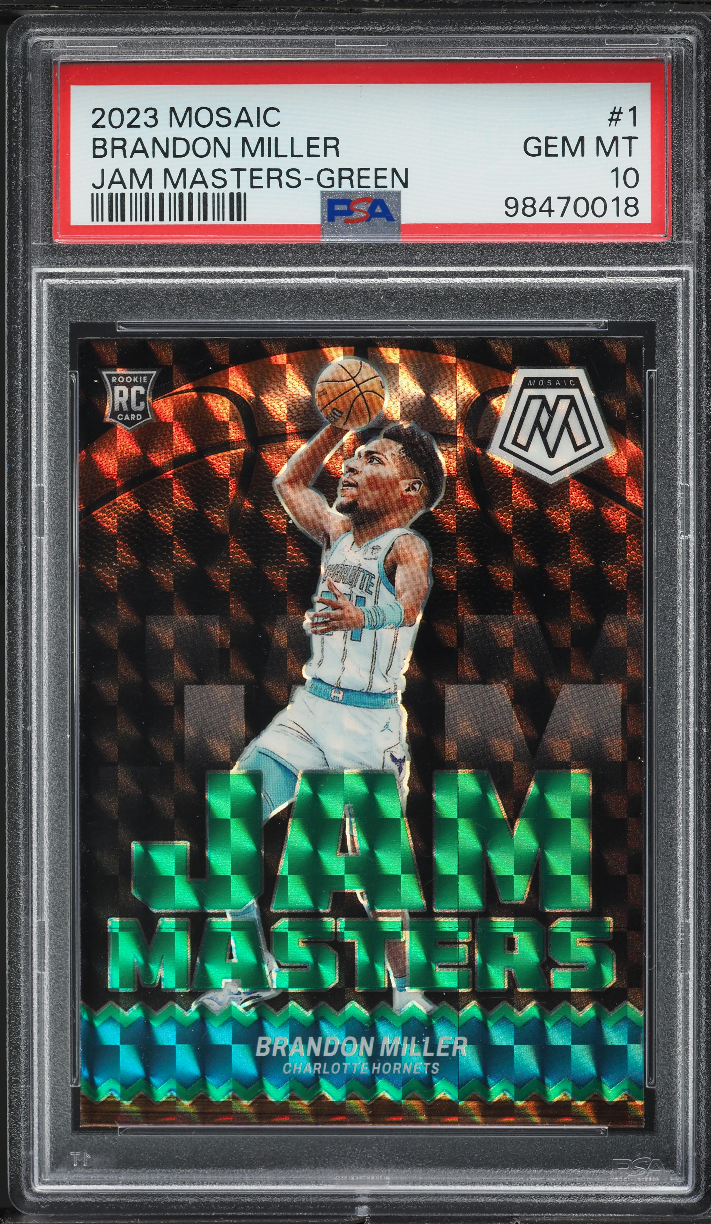 2023 Panini Mosaic Jam Masters Green Brandon Miller ROOKIE #1 PSA 10 GEM MINT