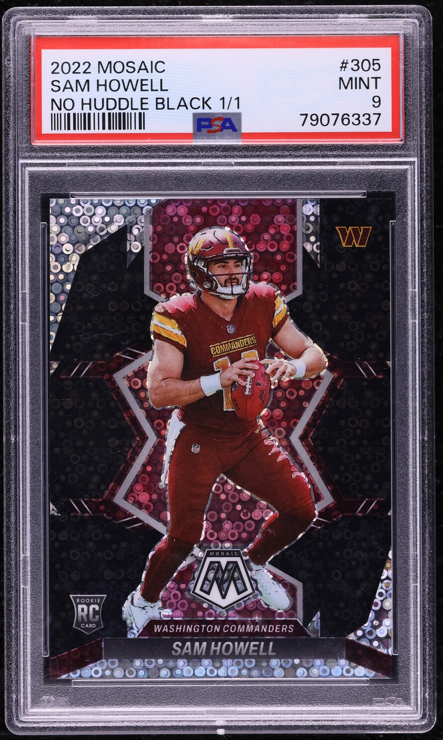 2022 Panini Mosaic No Huddle Black Sam Howell ROOKIE 1/1 #305 PSA 9 MINT