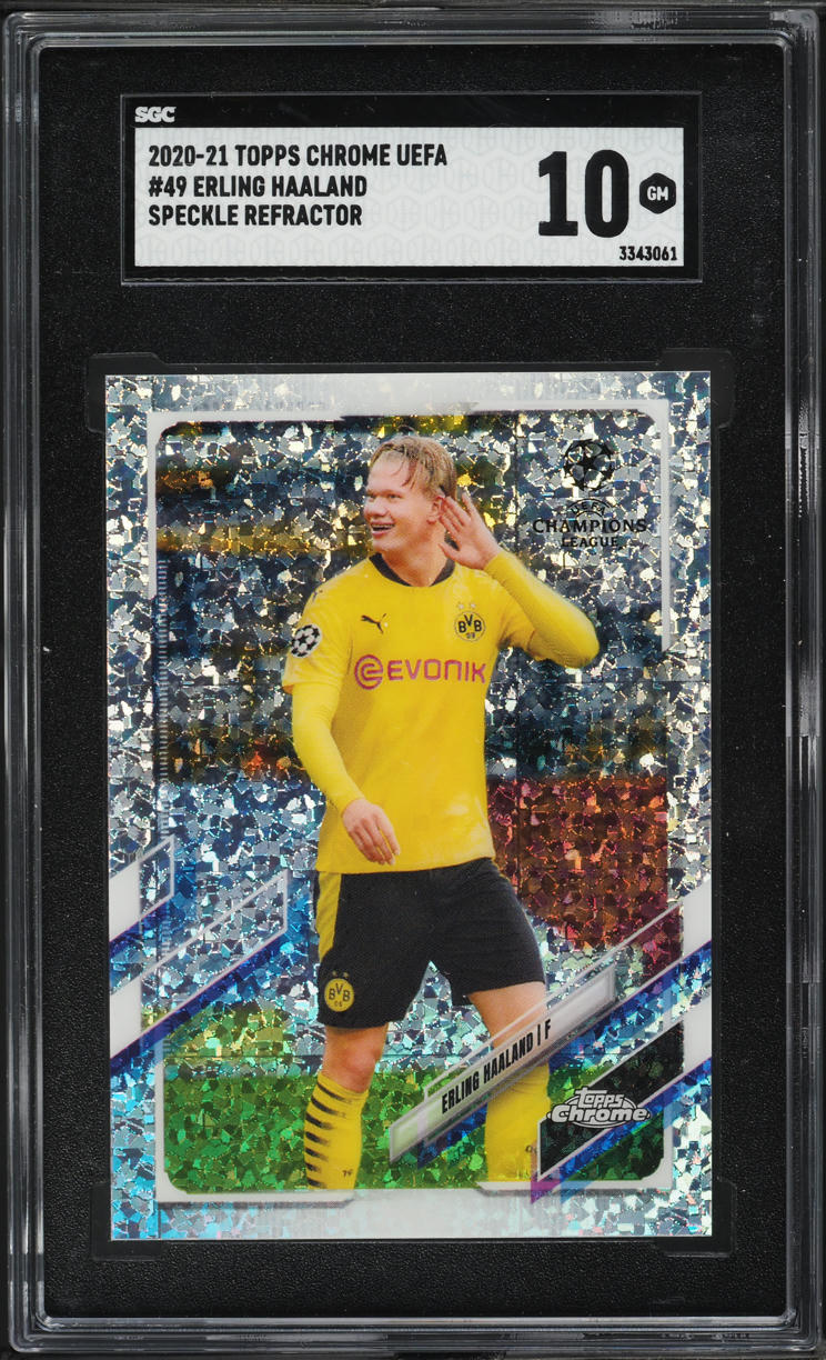 2020 Topps Chrome UEFA Speckle Refractor Erling Haaland #49 SGC 10 GEM MINT