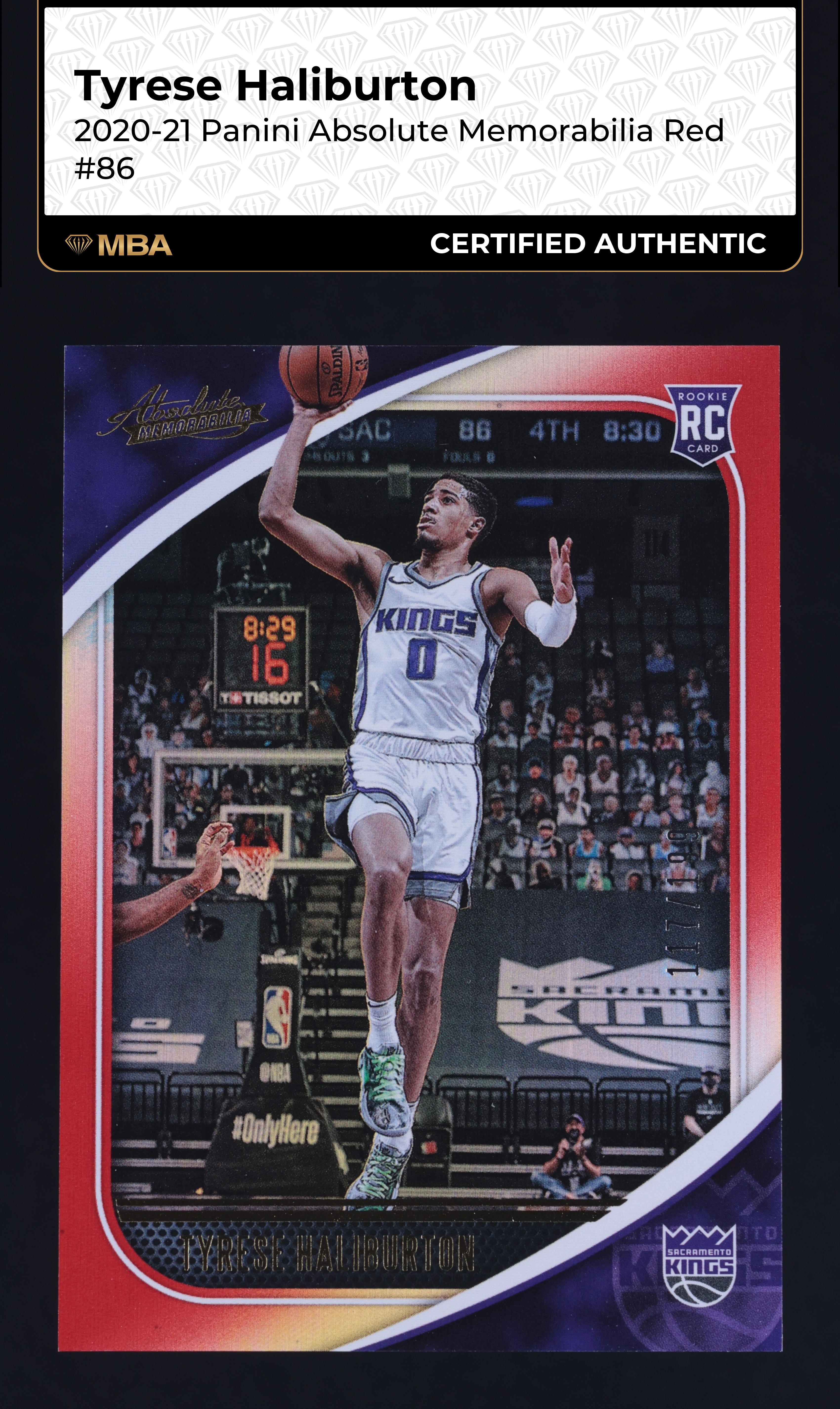2020 Absolute Memorabilia Red Tyrese Haliburton ROOKIE /199 #86 MBA AUTH