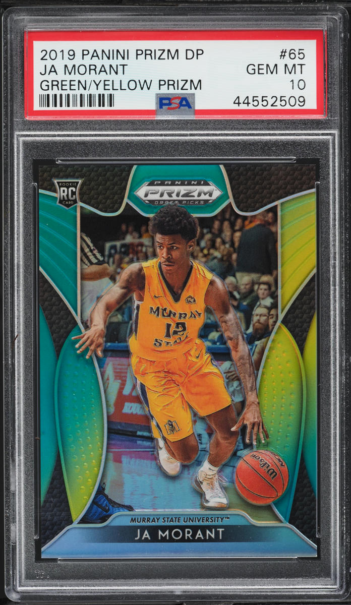 2019 Panini Prizm Draft Green Yellow Ja Morant ROOKIE /249 #65 PSA 10 GEM MINT