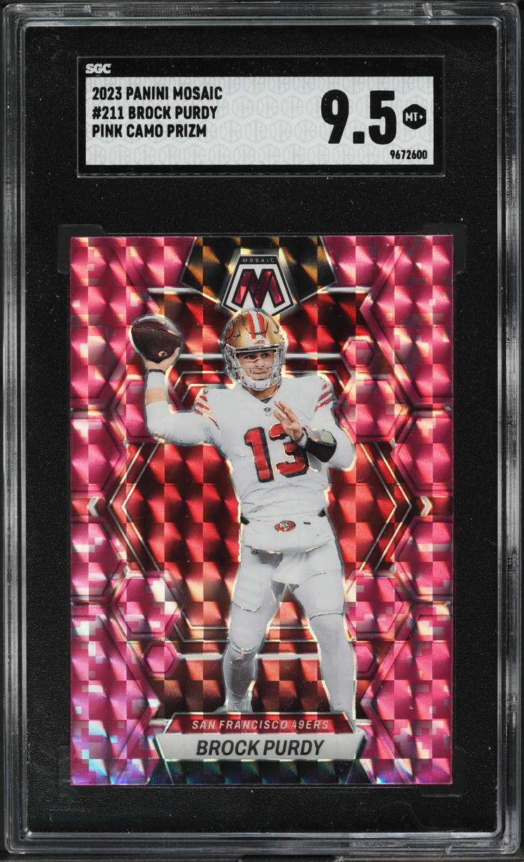 2023 Panini Mosaic Pink Camo Prizm Brock Purdy #211 SGC 9.5 MINT+