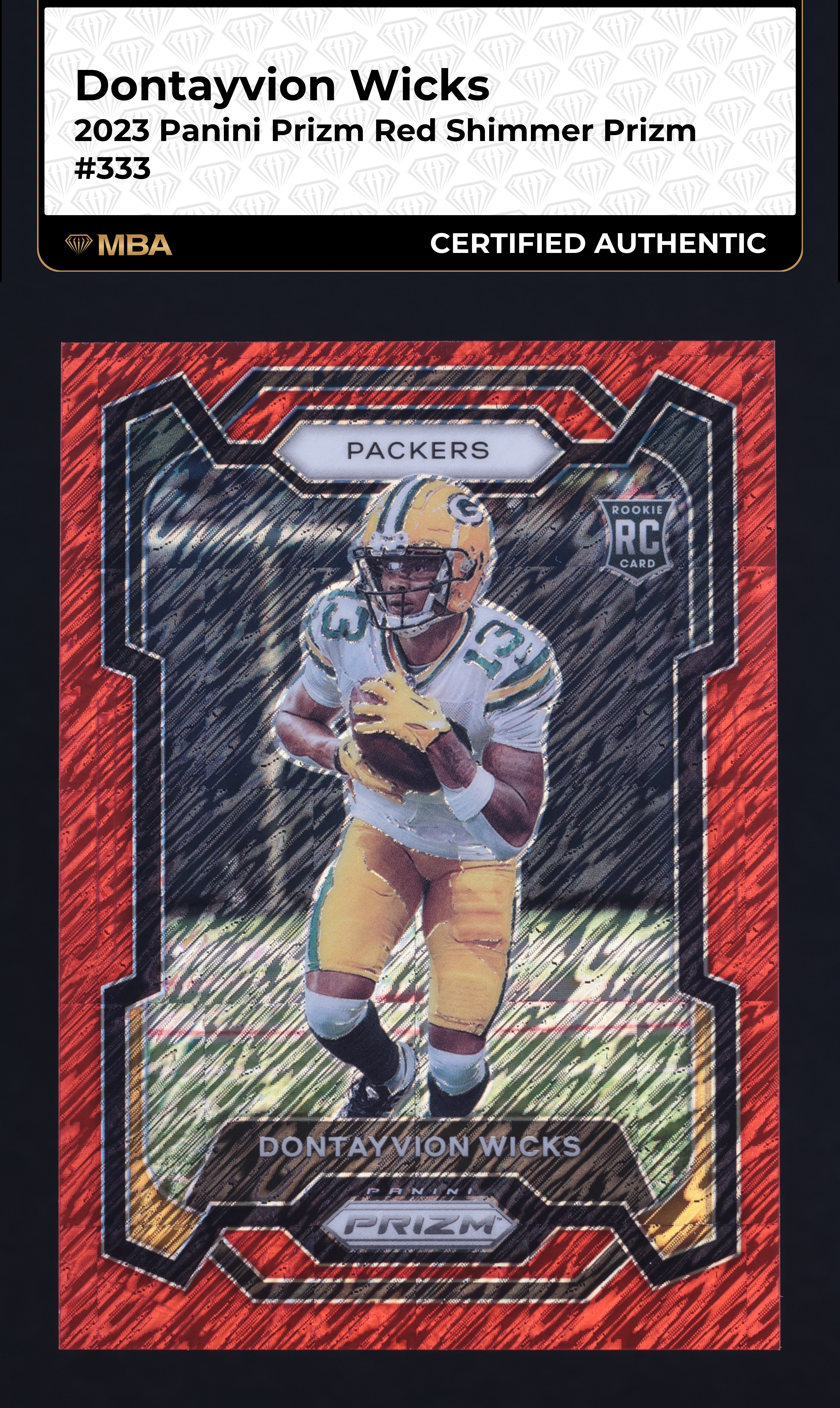 2023 Panini Prizm Red Shimmer Dontayvion Wicks ROOKIE /35 #333 MBA AUTH