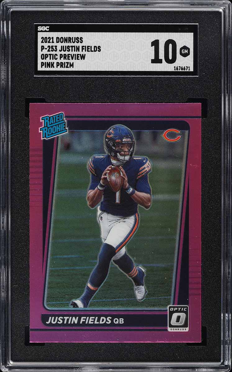 2021 Donruss Optic Preview Pink Justin Fields ROOKIE #P-253 SGC 10 GEM MINT