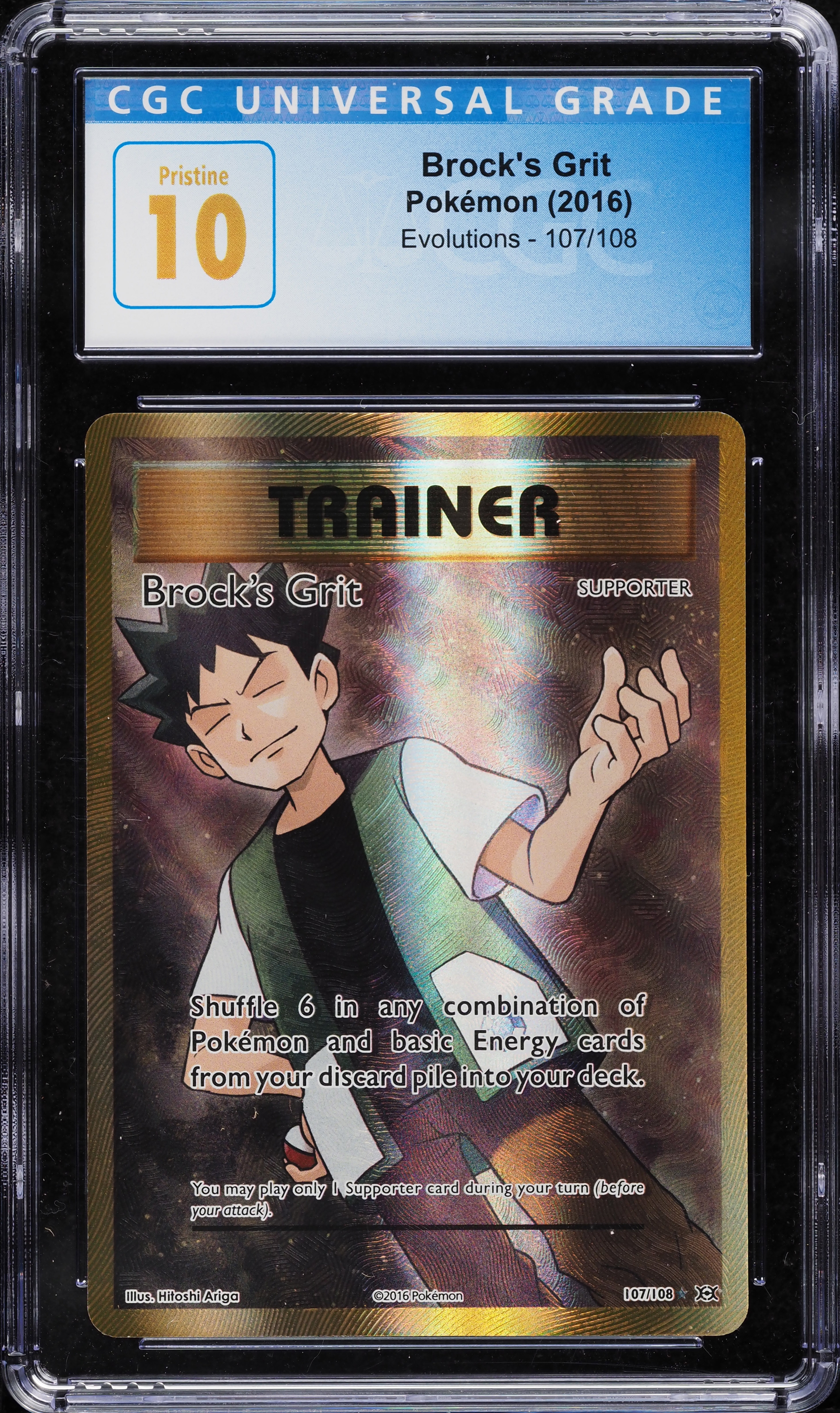 2016 Pokemon XY Evolutions Full Art Brock's Grit #107 CGC 10 PRISTINE
