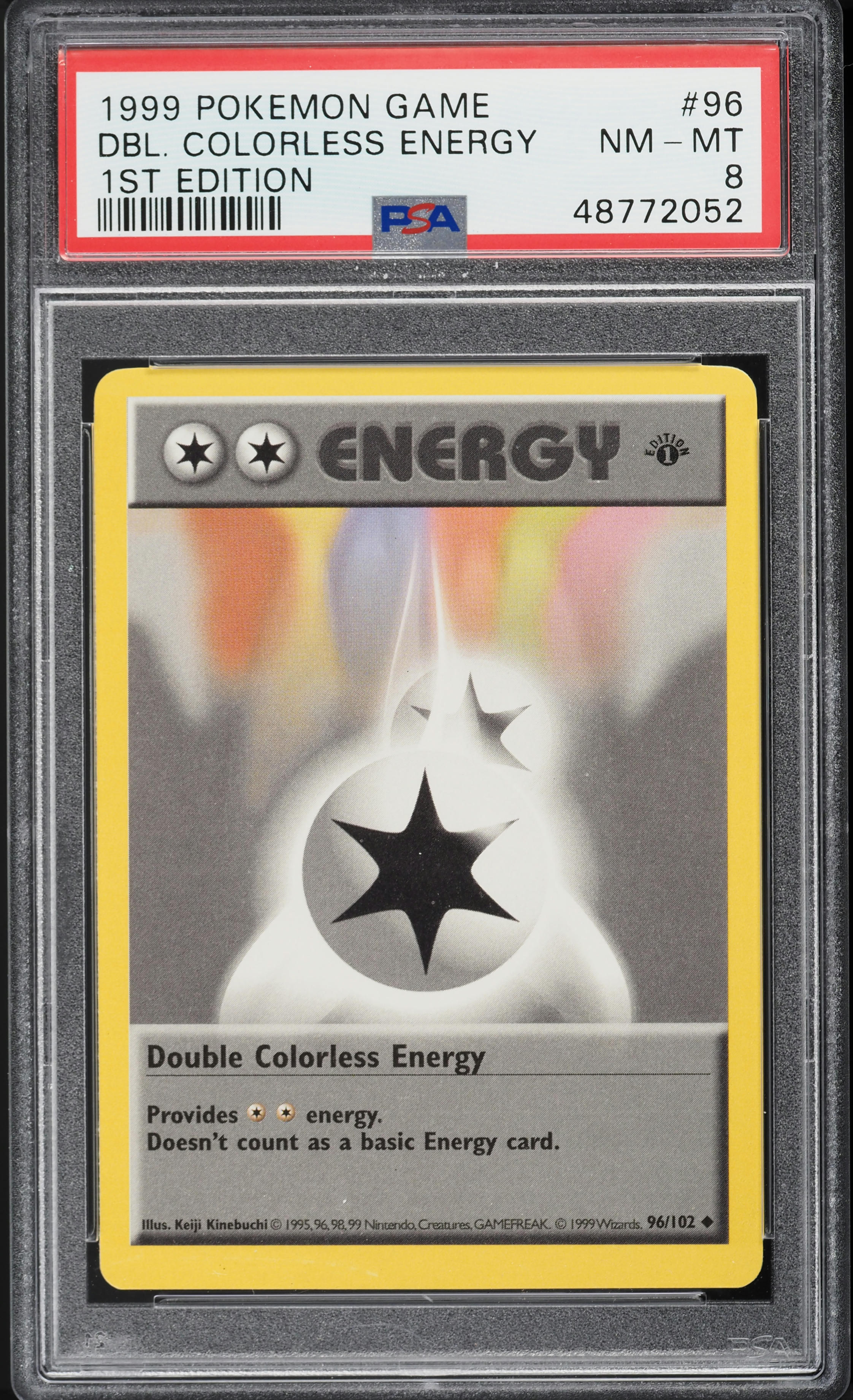 1999 Pokemon Base Set Shadowless 1st Edition Double Colorless Energy #96 PSA 8