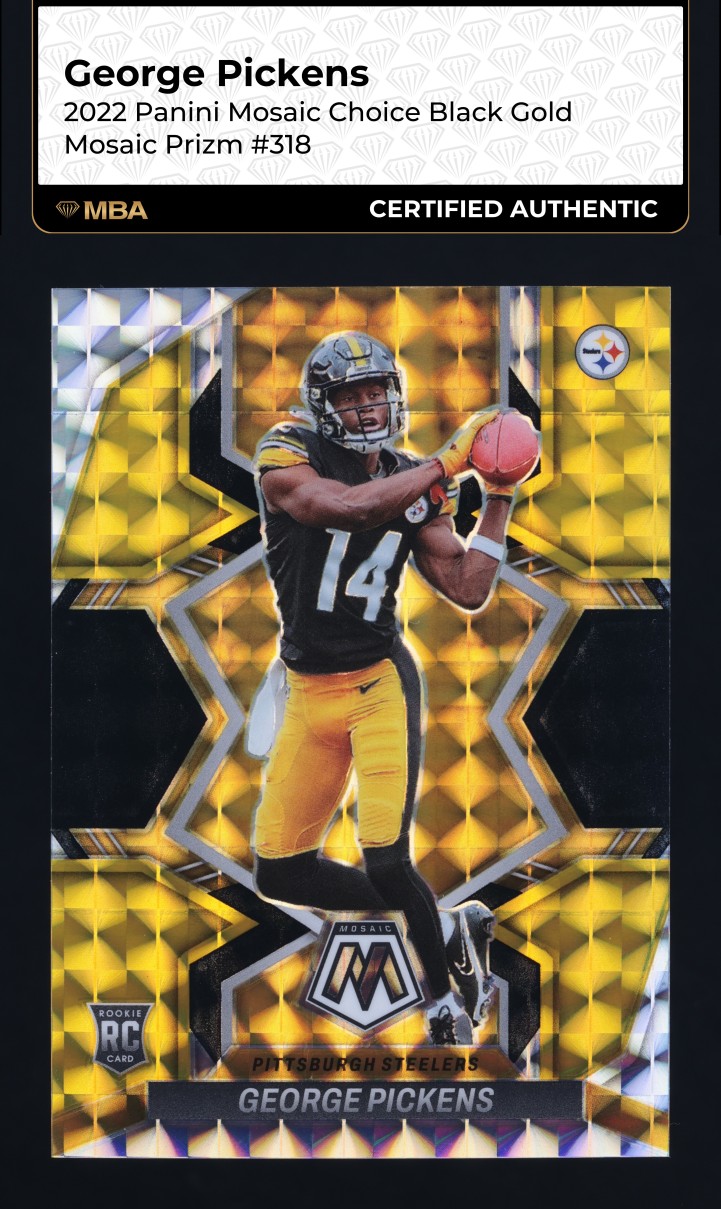 2022 Panini Mosaic Choice Black Gold George Pickens ROOKIE /8 #318 MBA AUTH