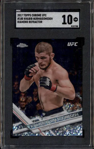 2017 Topps Chrome UFC Diamond Refractor #100 Khabib Nurmagomedov SGC 10