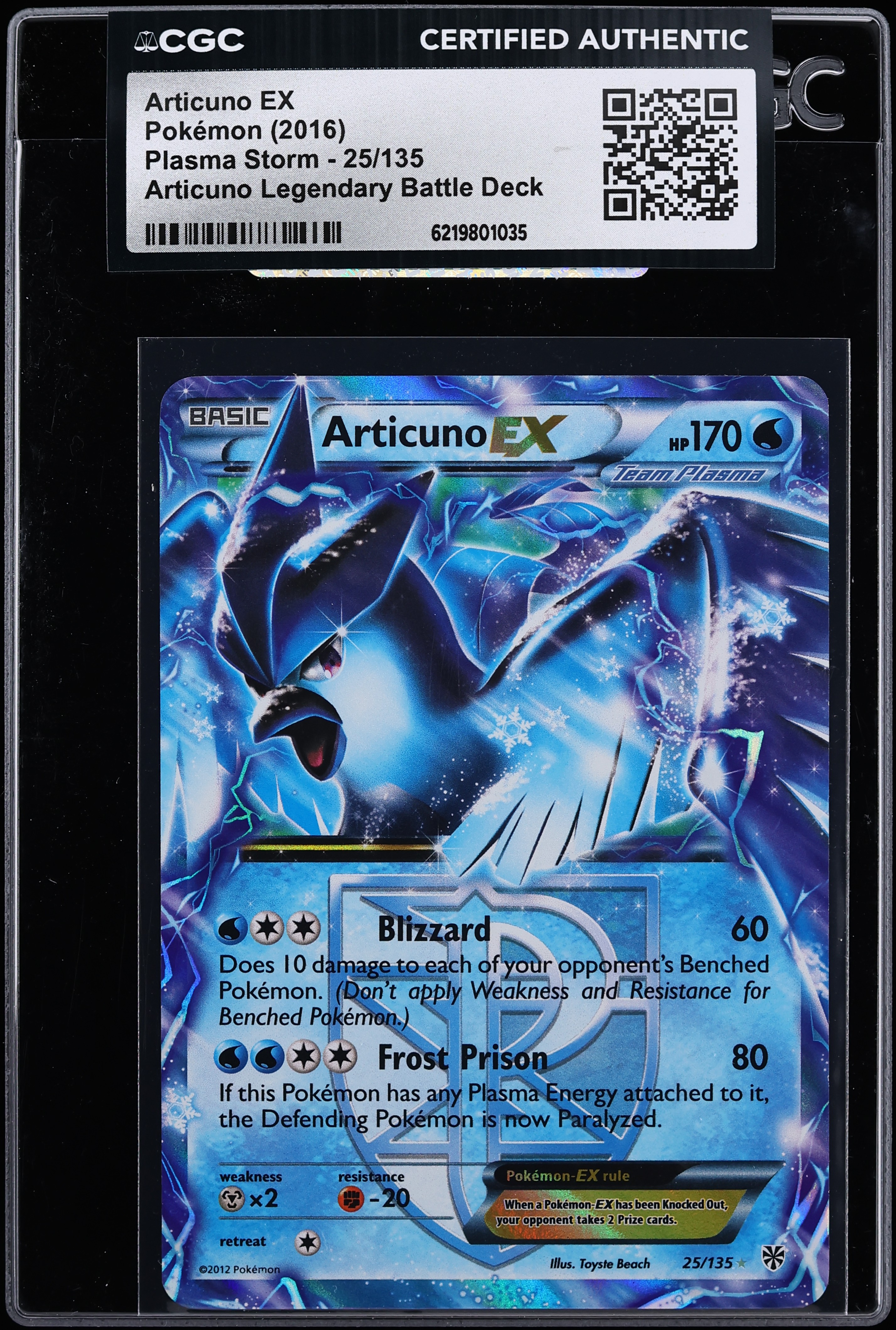 2016 Pokemon XY Plasma Storm Legendary Battle Deck Articuno EX #25 CGC AUTH