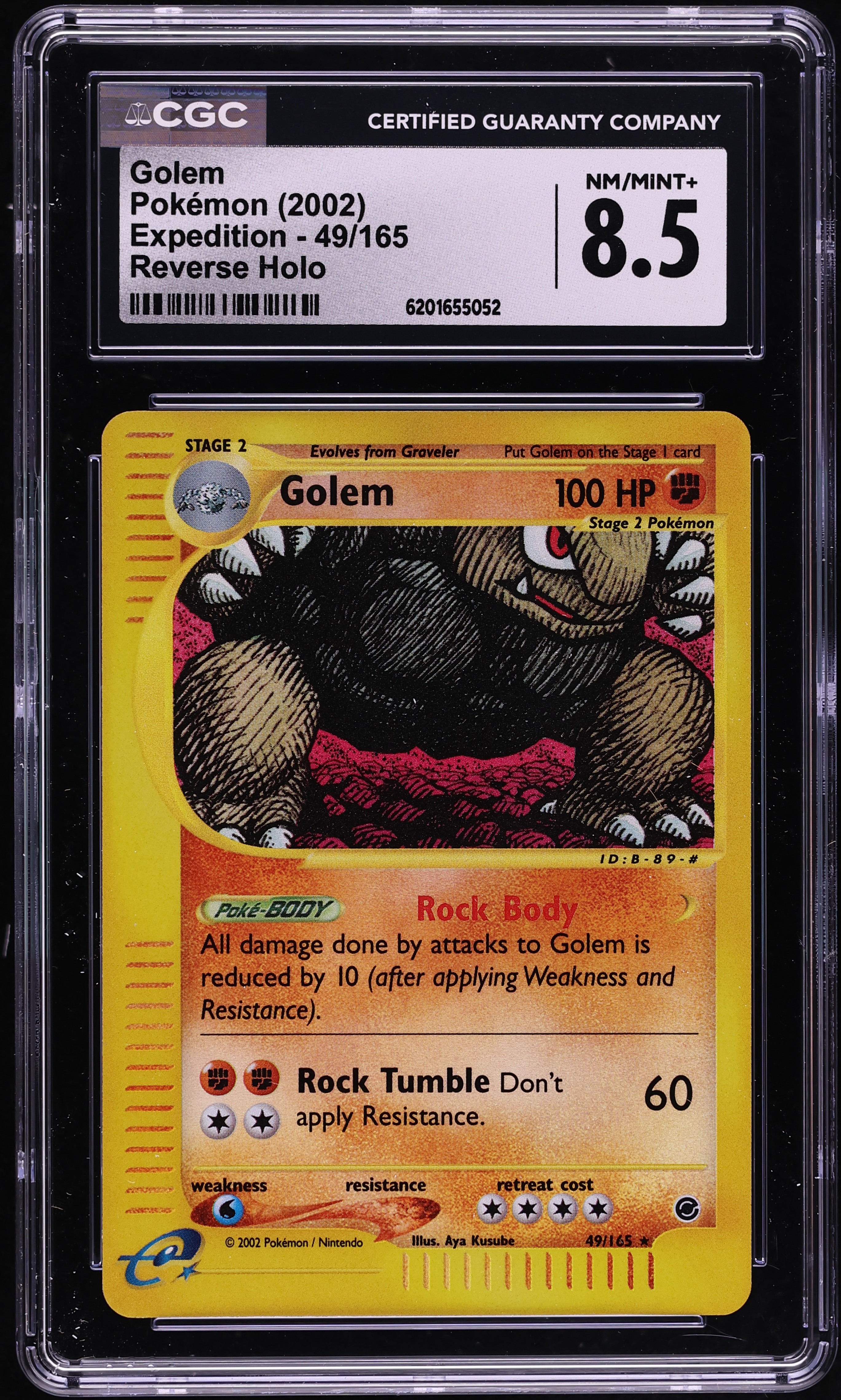 2002 Pokemon Expedition Reverse Holo Golem #49 CGC 8.5 NM-MT+
