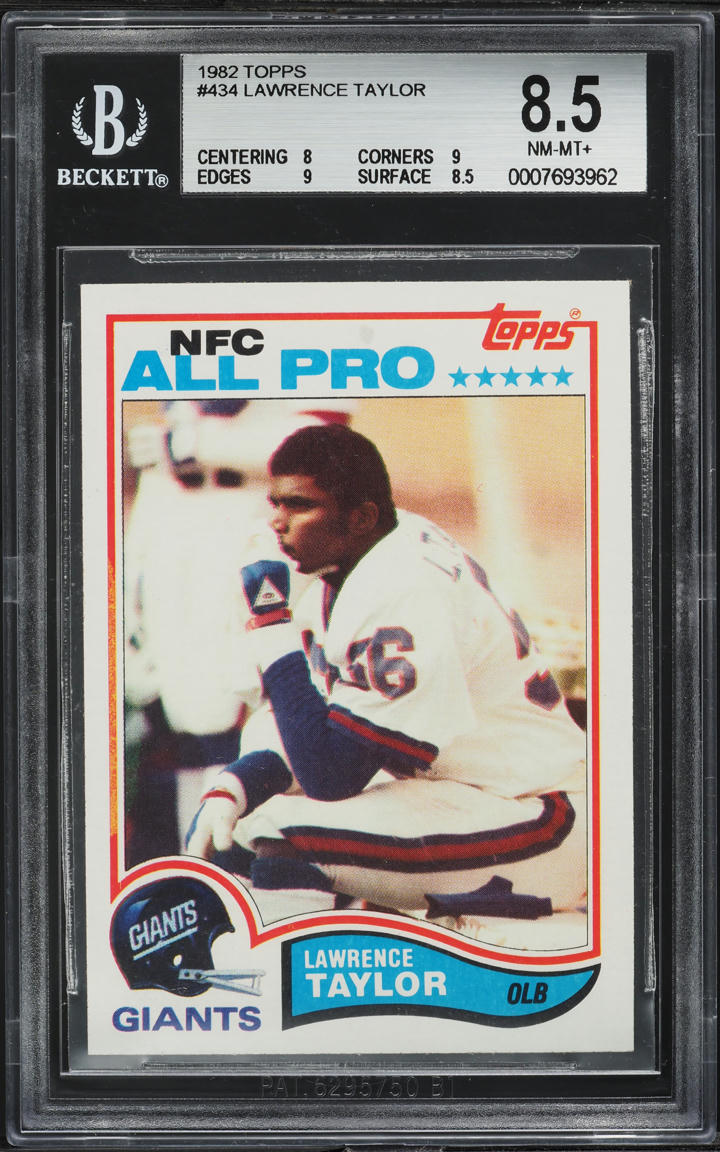 1982 Topps Football Lawrence Taylor ROOKIE, ALL-PRO #434 BGS 8.5 NM-MT+