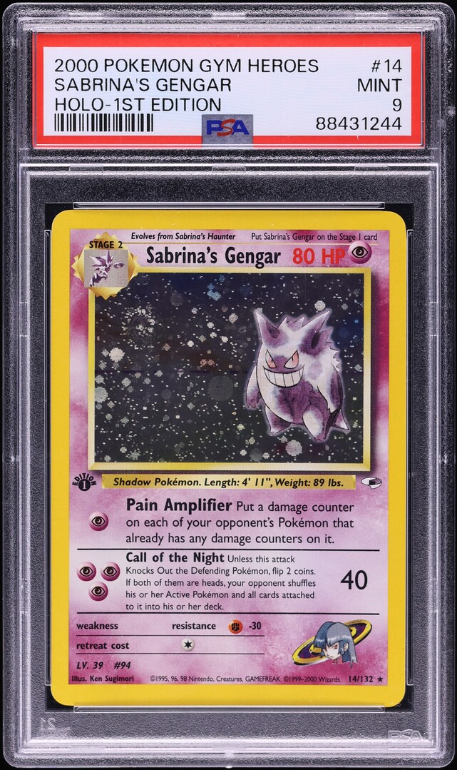 2000 Pokemon Gym Heroes 1st Edition Holo Sabrina's Gengar #14 PSA 9 MINT