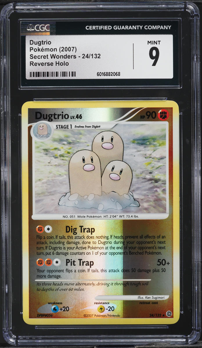 2007 Pokemon Diamond & Pearl Secret Wonders Reverse Holo Dugtrio #24 CGC 9 MINT