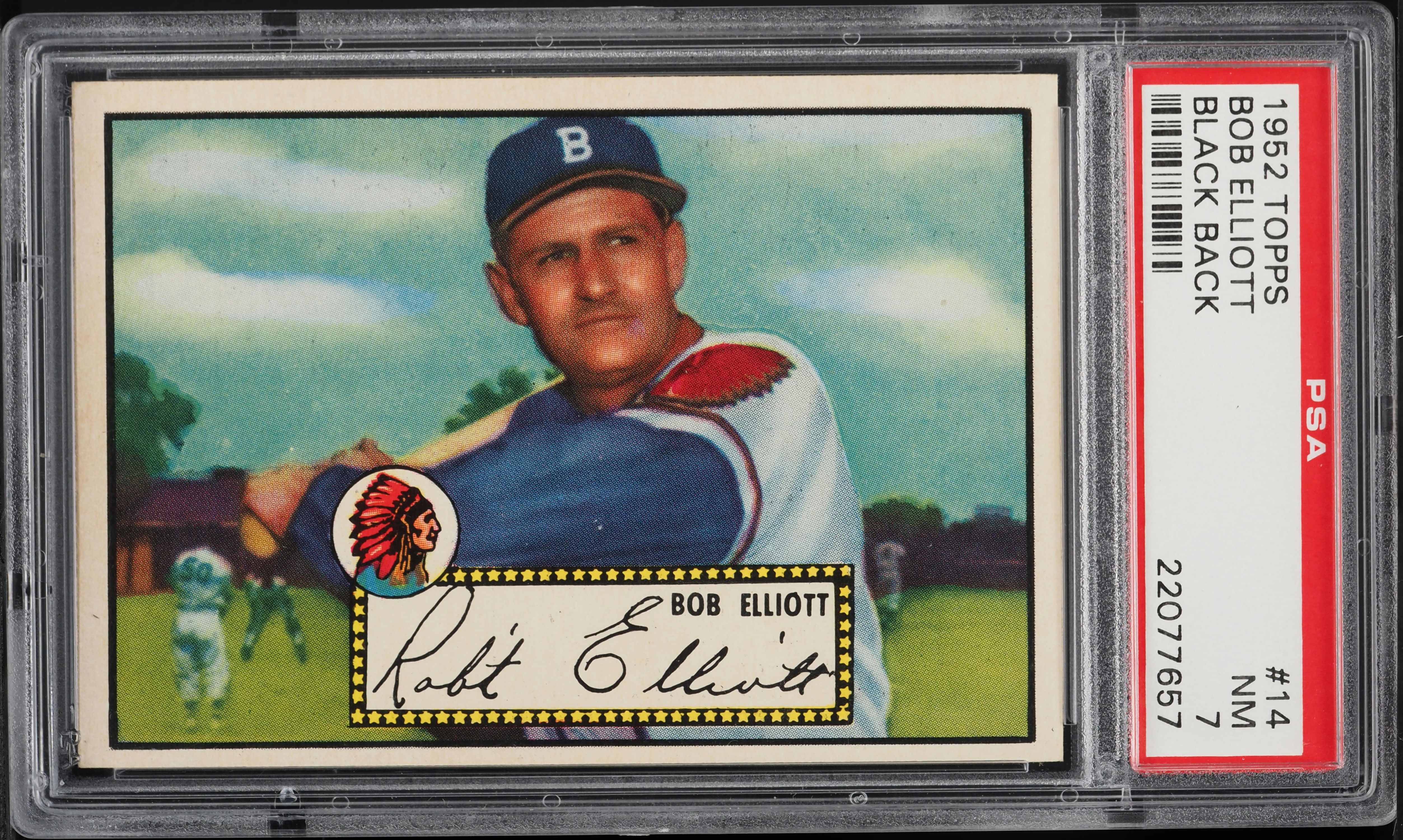 1952 Topps Bob Elliott BLACK BACK #14 PSA 7 NRMT