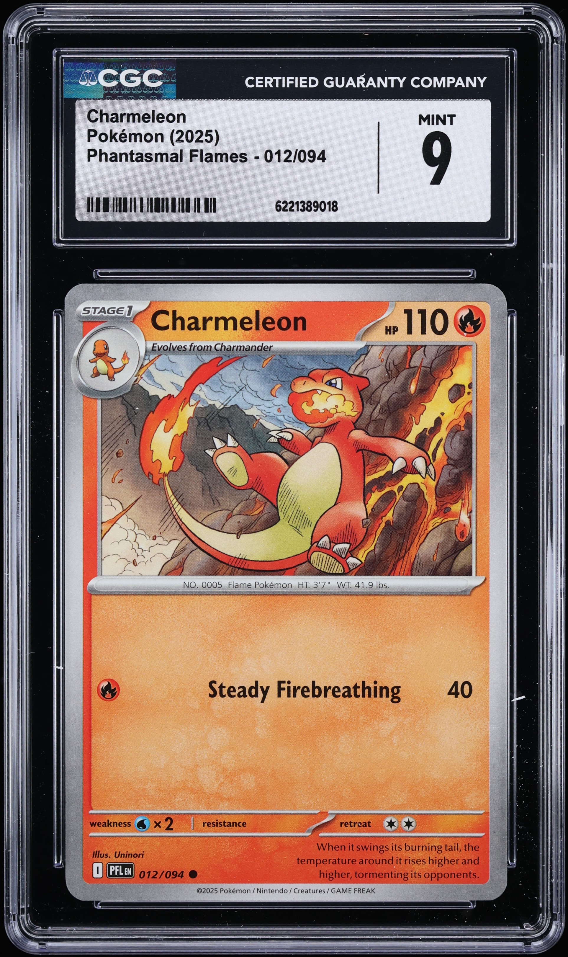 2025 Pokemon Mega Evolution Phantasmal Flames Charmeleon #12 CGC 9 MINT