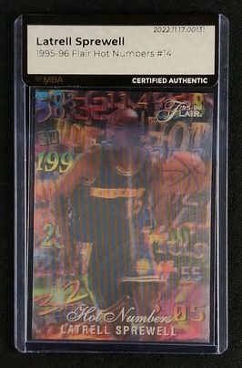 1995 Flair Hot Numbers Latrell Sprewell #14 MBA AUTH