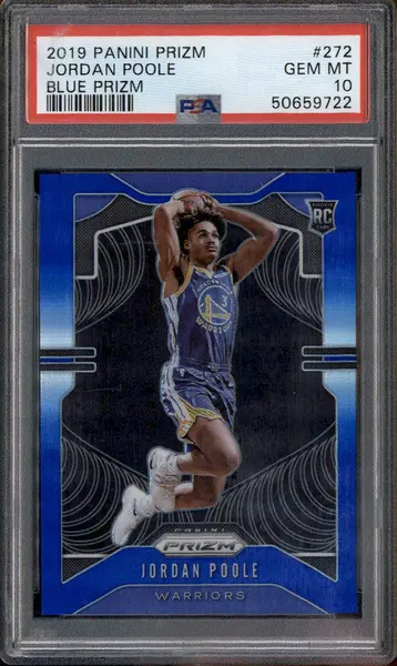 2019 Panini Prizm Blue #272 Jordan Poole RC /199 PSA 10