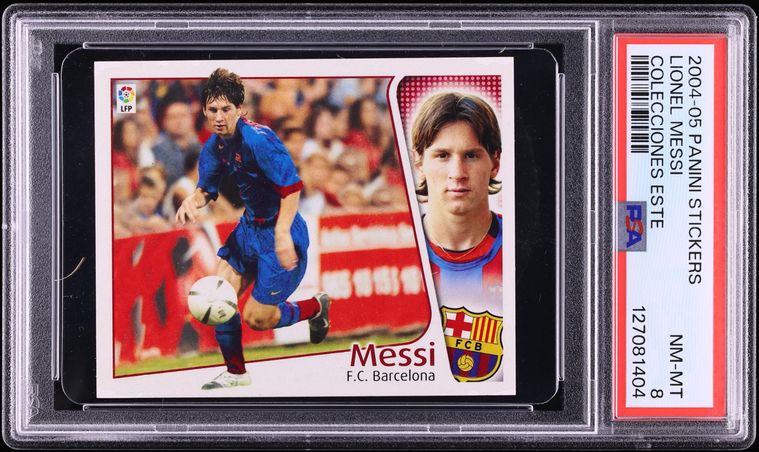 2004 Panini Stickers Colecciones Este Lionel Messi ROOKIE PSA 8 NM-MT