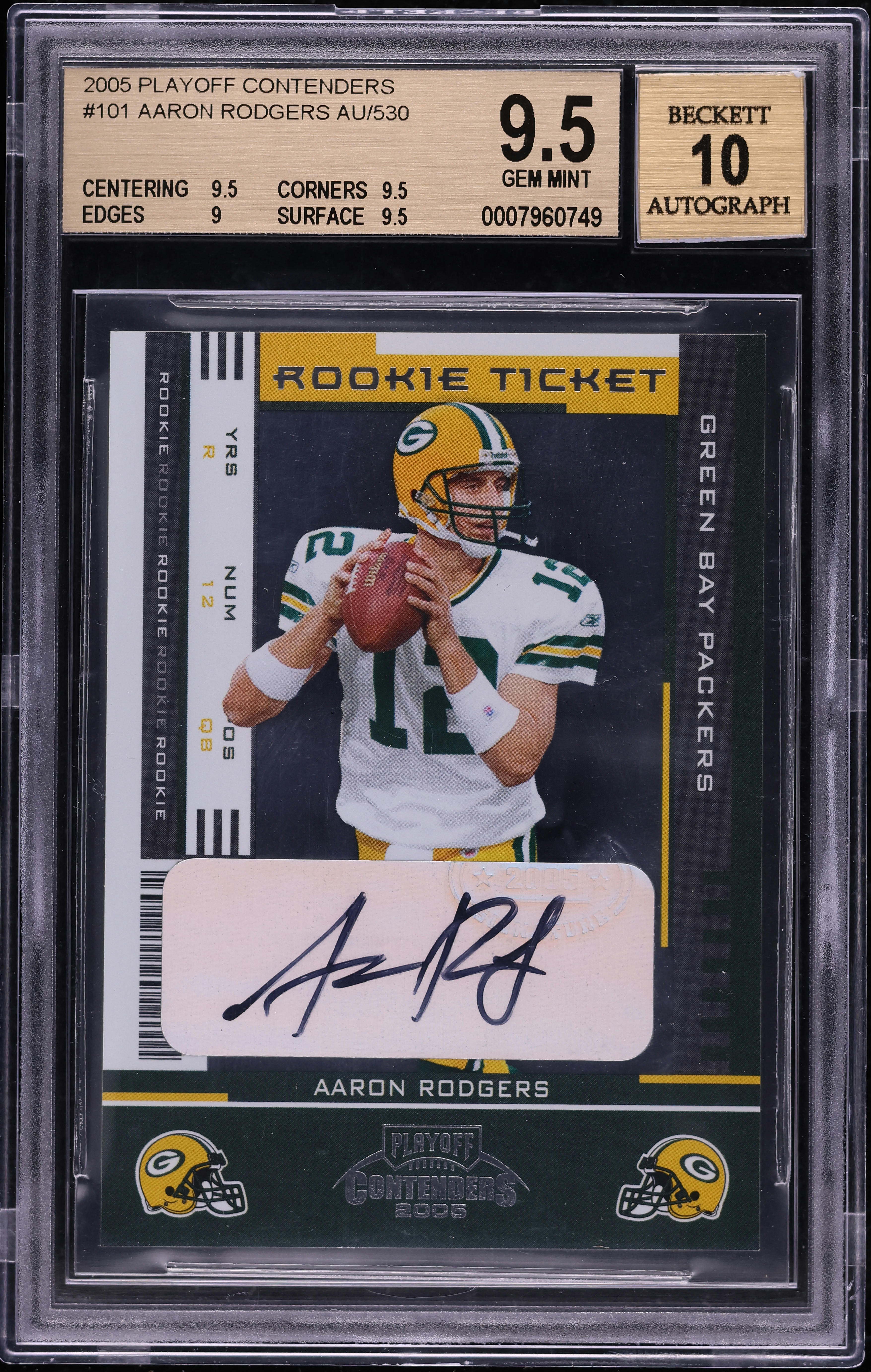 2005 Playoff Contenders Aaron Rodgers ROOKIE AUTO #101 BGS 9.5 GEM MINT