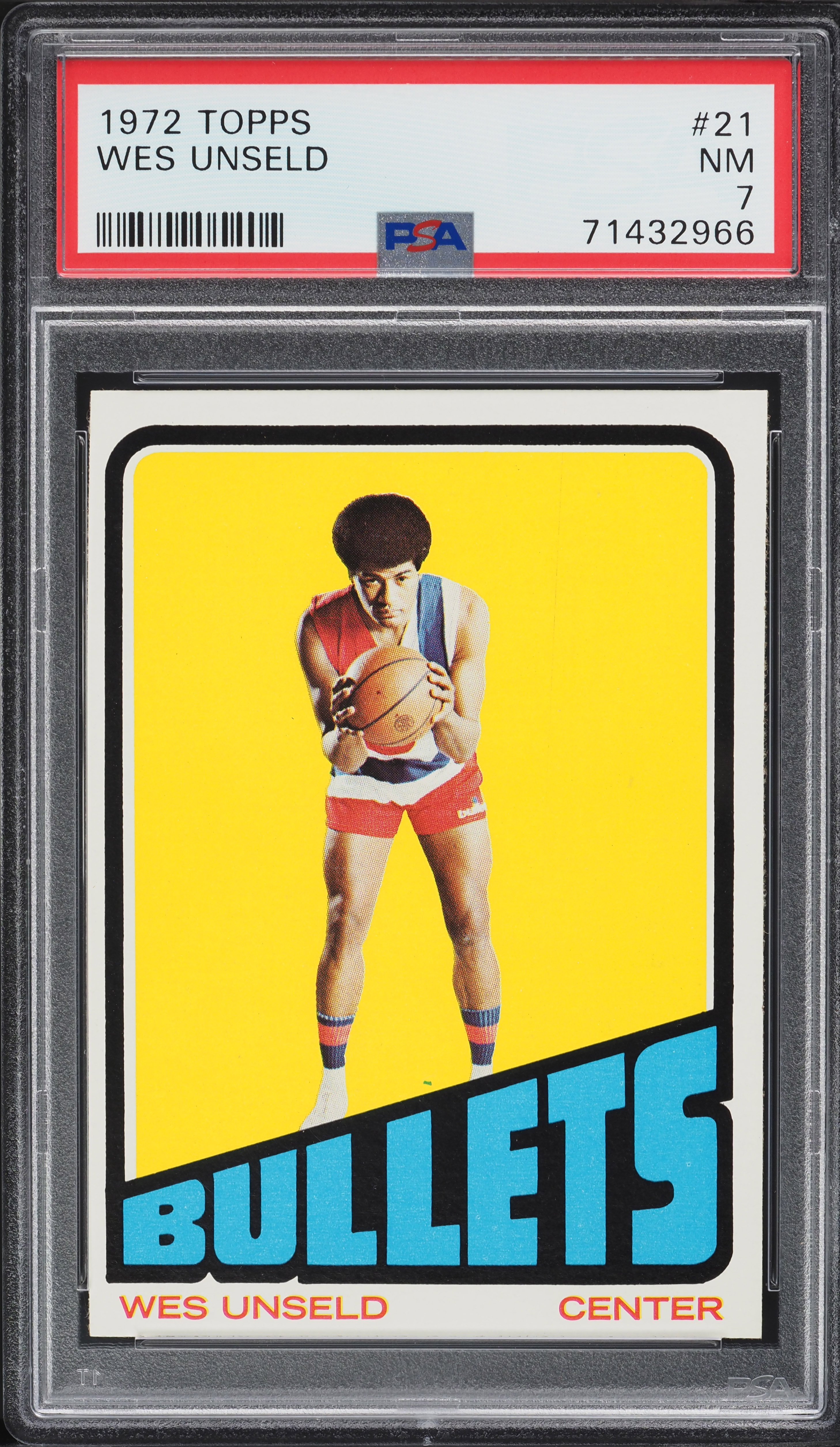 1972 Topps Basketball Wes Unseld #21 PSA 7 NRMT