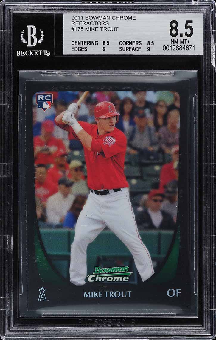 2011 Bowman Chrome Refractor Mike Trout ROOKIE #175 BGS 8.5 NM-MT+
