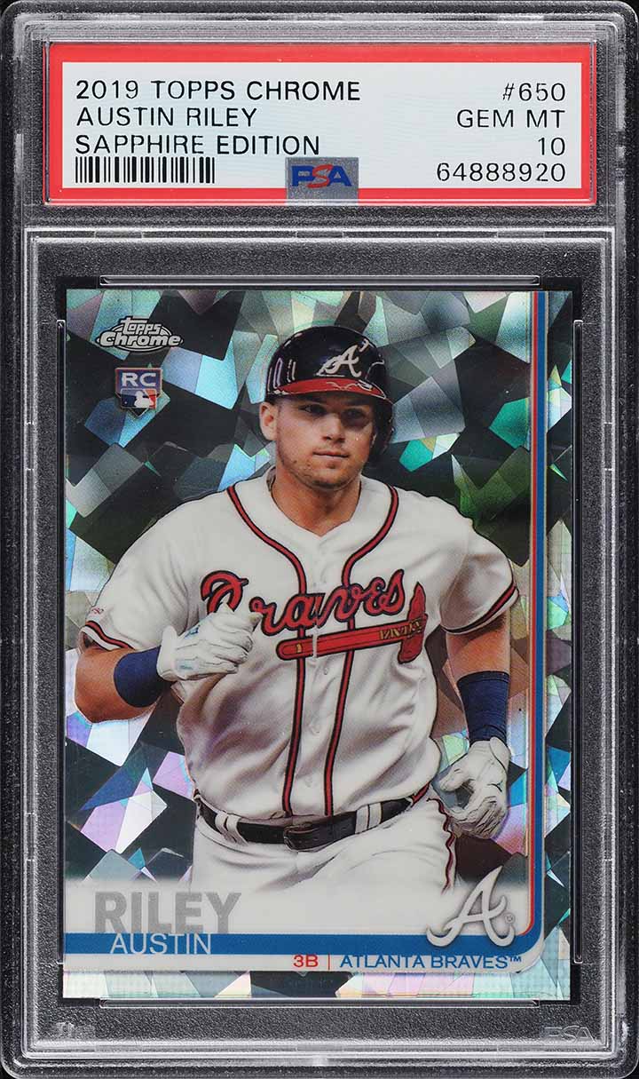2019 Topps Chrome Sapphire Edition Austin Riley ROOKIE #650 PSA 10 GEM MINT