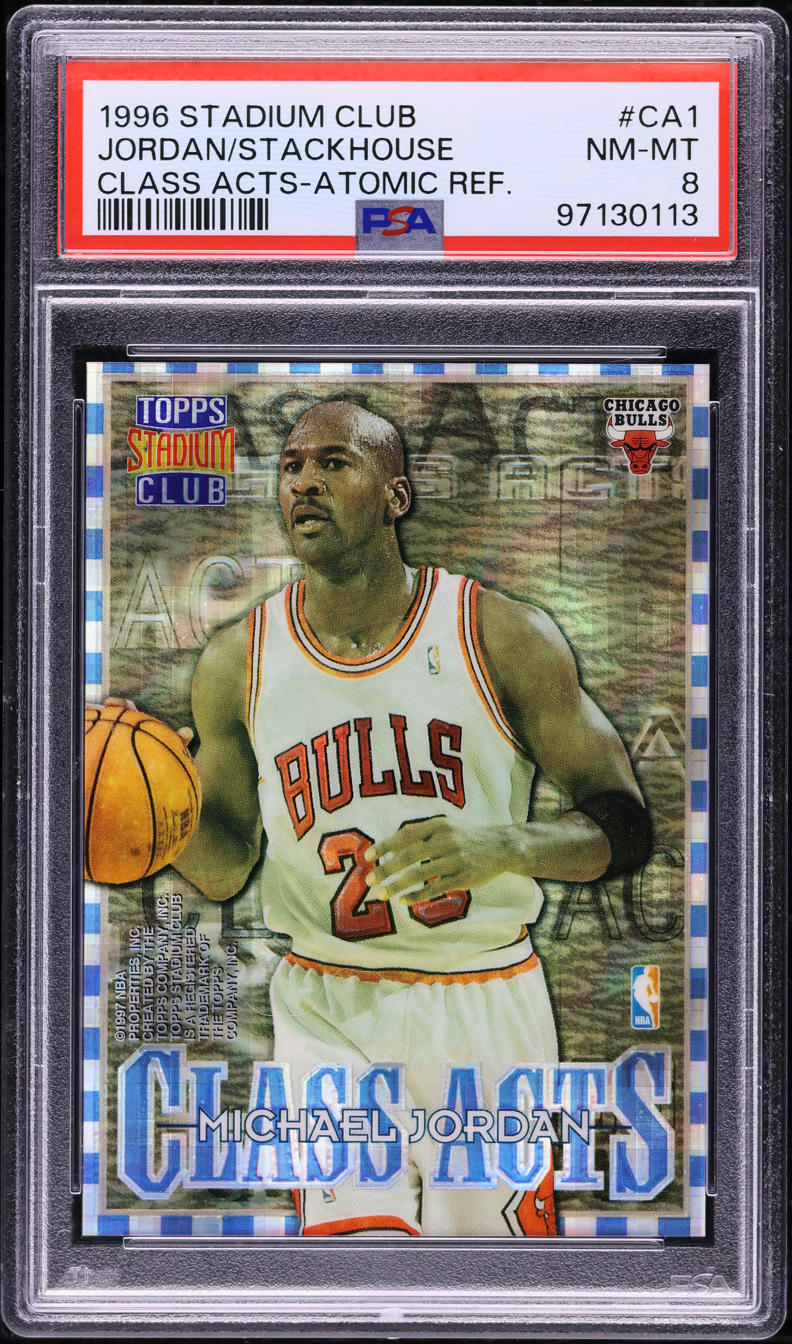 1996 Stadium Club Class Acts Atomic Refractor Stackhouse Michael Jordan PSA 8