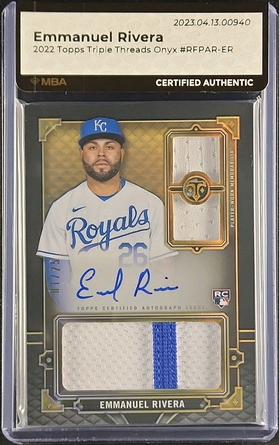 2022 Topps Triple Threads Onyx Emmanuel Rivera ROOKIE PATCH AUTO 1/25 MBA AUTH