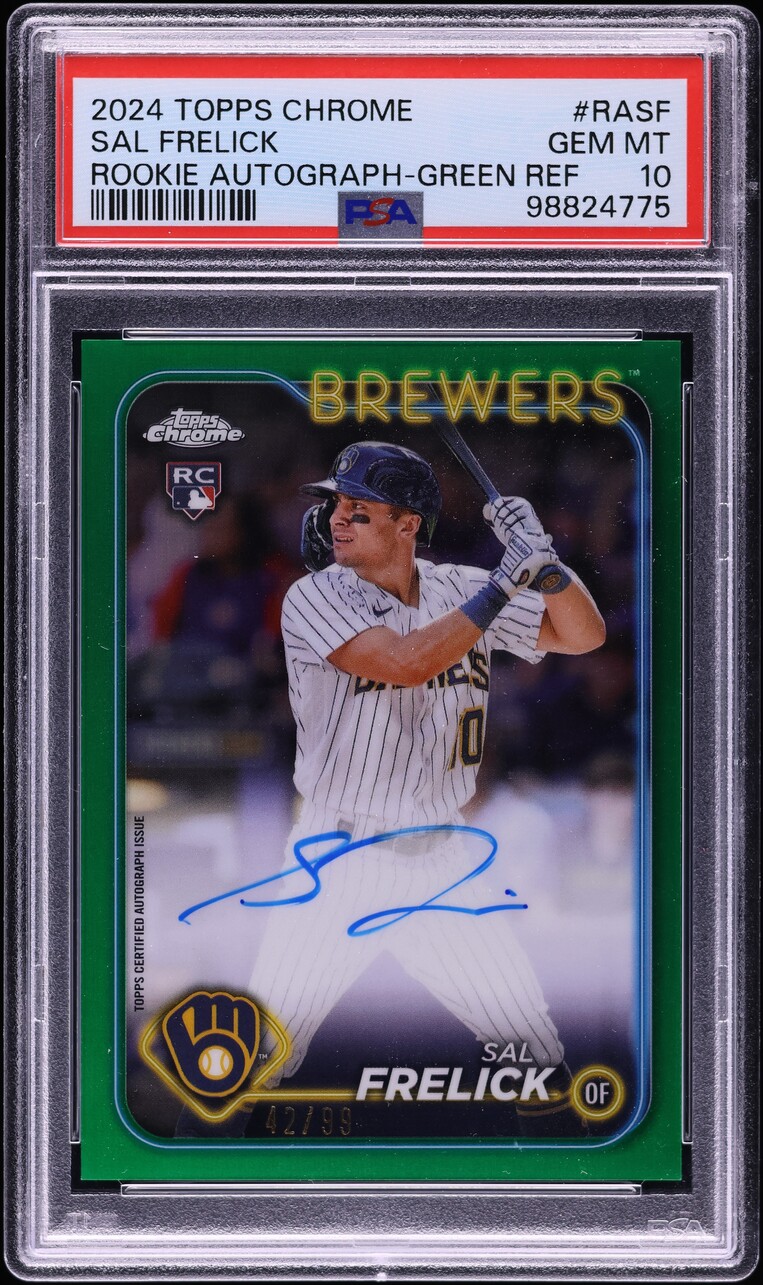 2024 Topps Chrome Green Refractor Sal Frelick ROOKIE AUTO /99 #RASF PSA 10 GEM