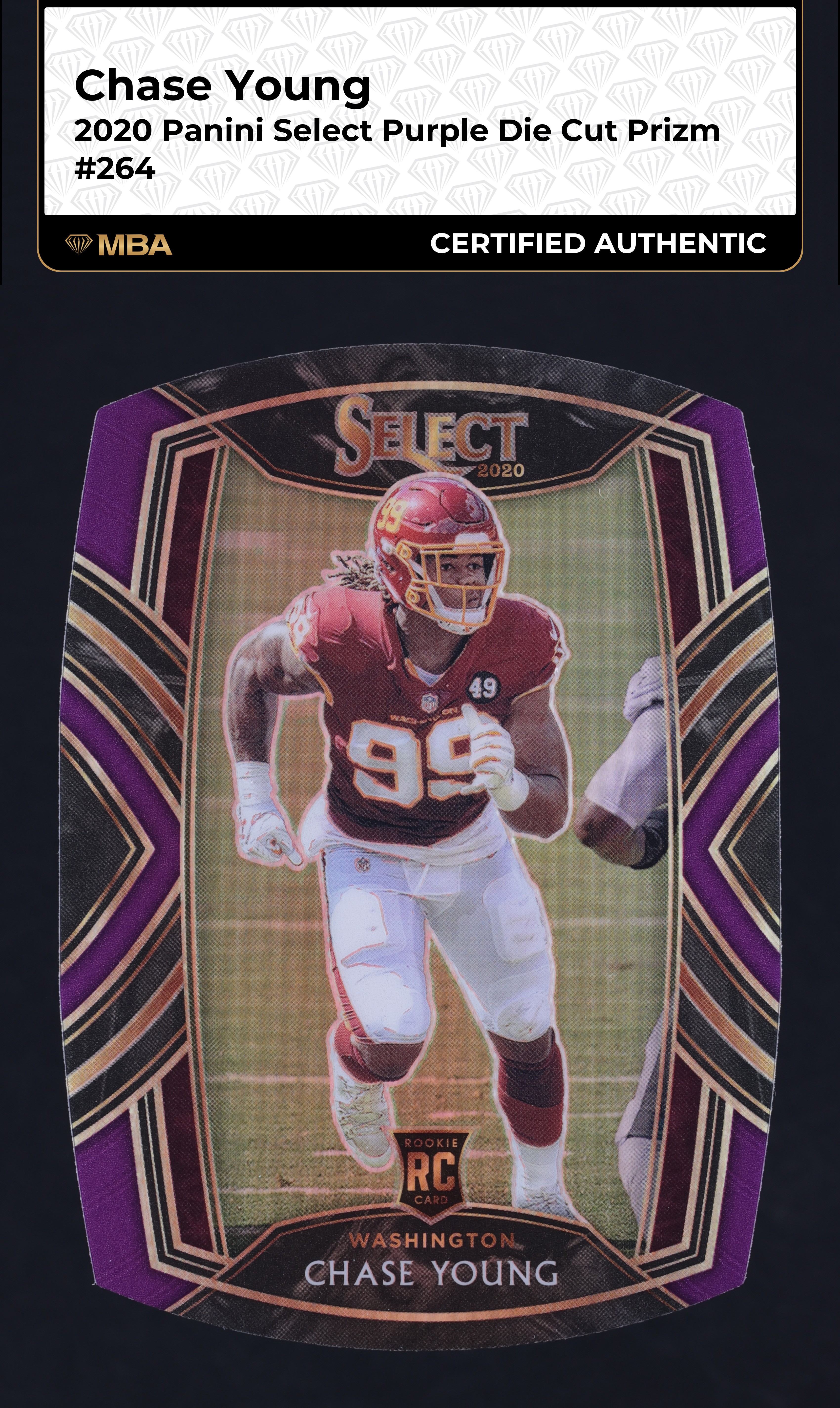 2020 Select Club Level Purple Prizm Die-Cut Chase Young ROOKIE #264 MBA AUTH