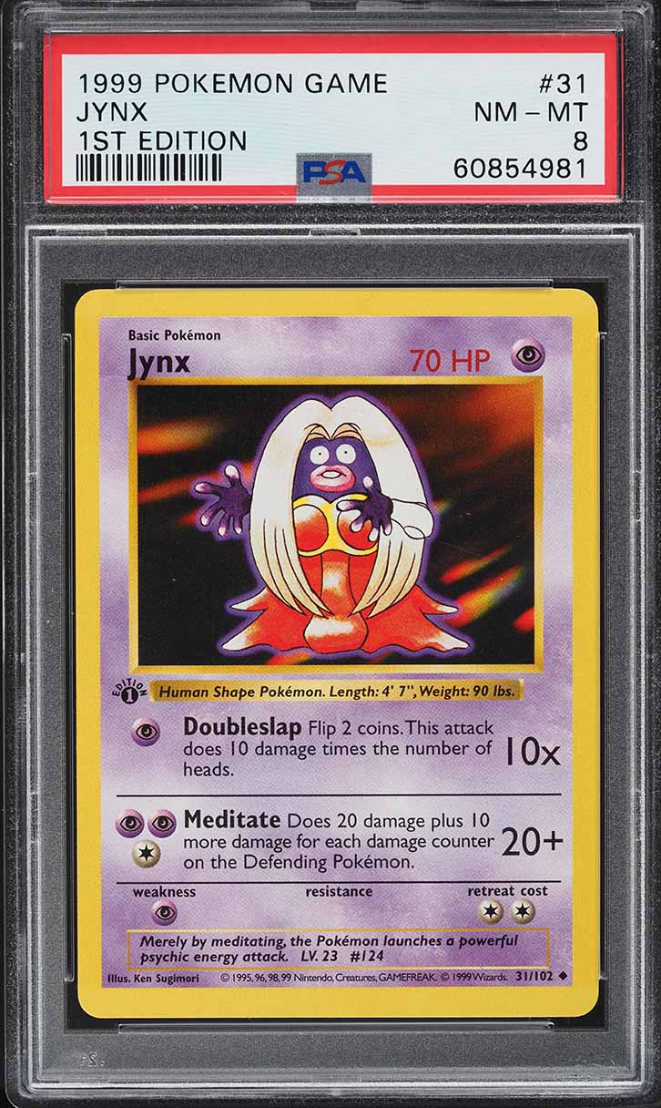 1999 Pokemon Base Set Shadowless 1st Edition Jynx #31 PSA 8 NM-MT