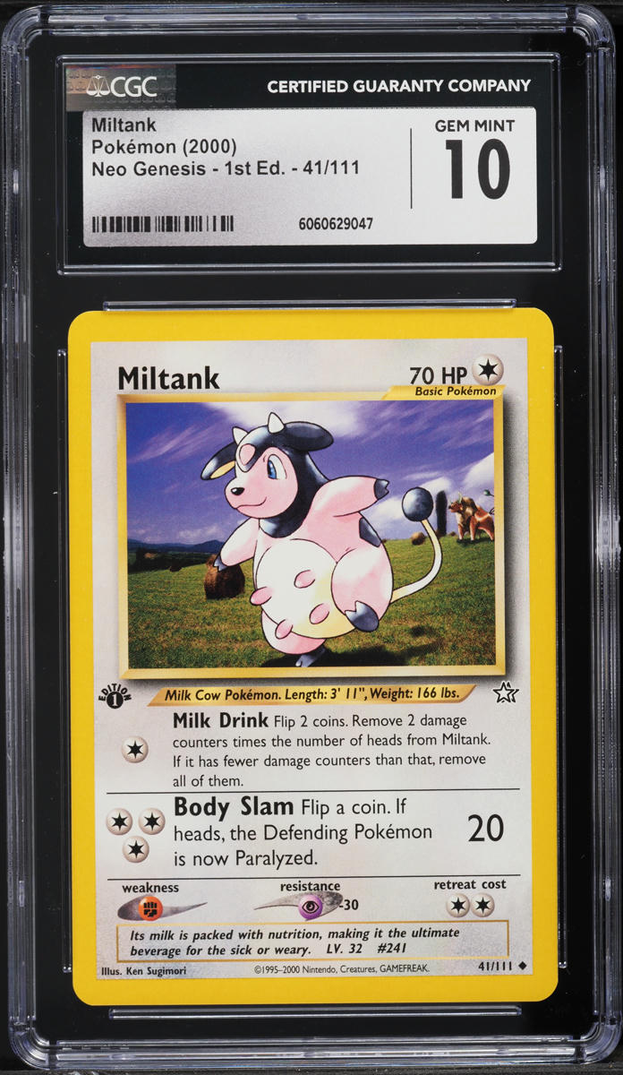 2000 Pokemon Neo Genesis 1st Edition Miltank #41 CGC 10 GEM MINT