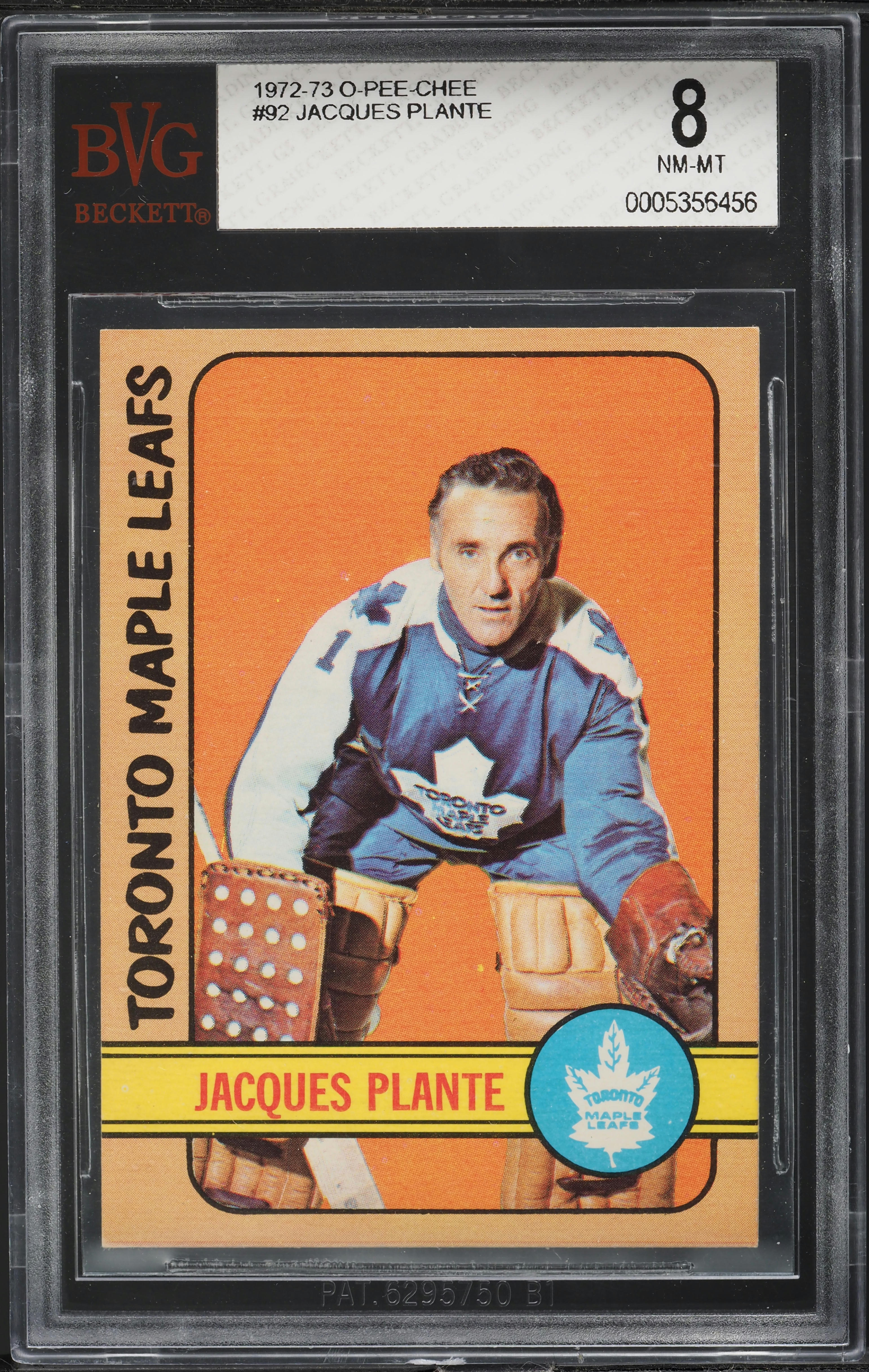 1972 O-Pee-Chee Jacques Plante #92 BVG 8 NM-MT