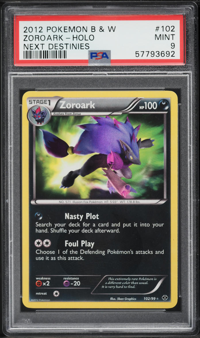 2012 Pokemon Black & White Next Destinies Holo Zoroark #102 PSA 9 MINT