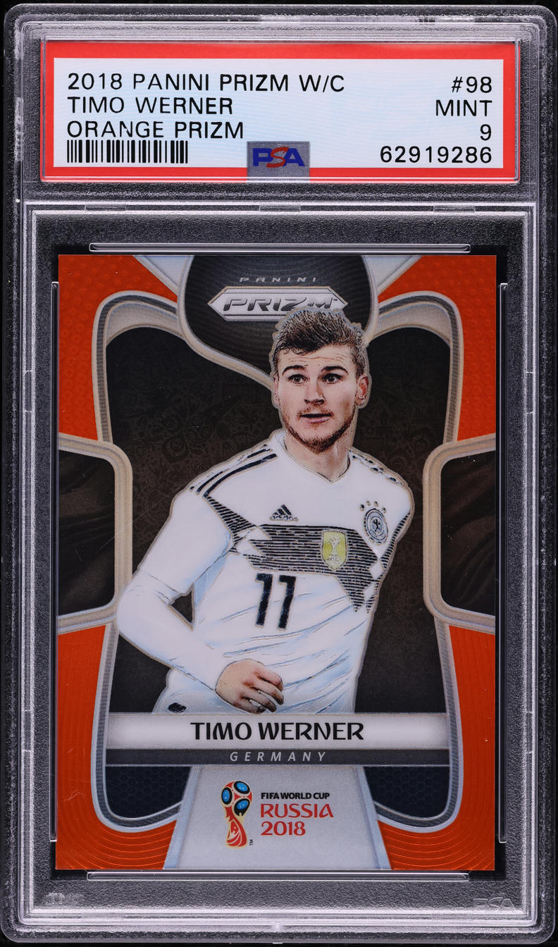 2018 Panini Prizm World Cup Orange Timo Werner ROOKIE /65 #98 PSA 9 MINT