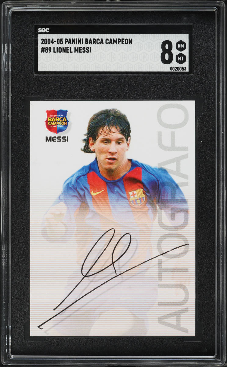 2004 Panini Mega Cracks Barca Campeon Lionel Messi ROOKIE #89 SGC 8 NM-MT