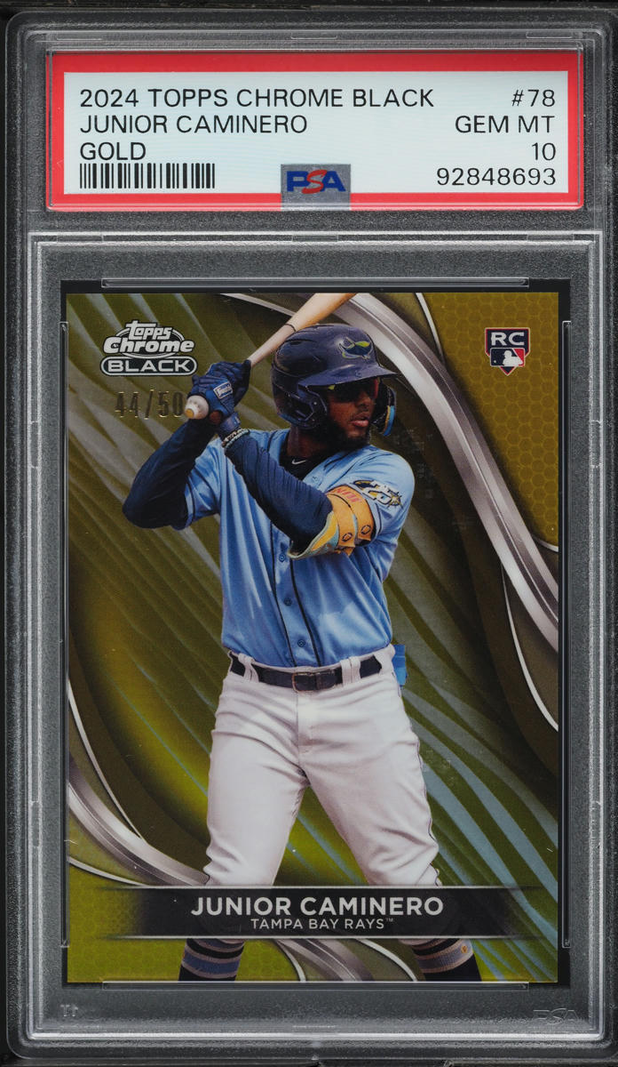 2024 Topps Chrome Black Gold Refractor Junior Caminero ROOKIE /50 #78 PSA 10 GEM