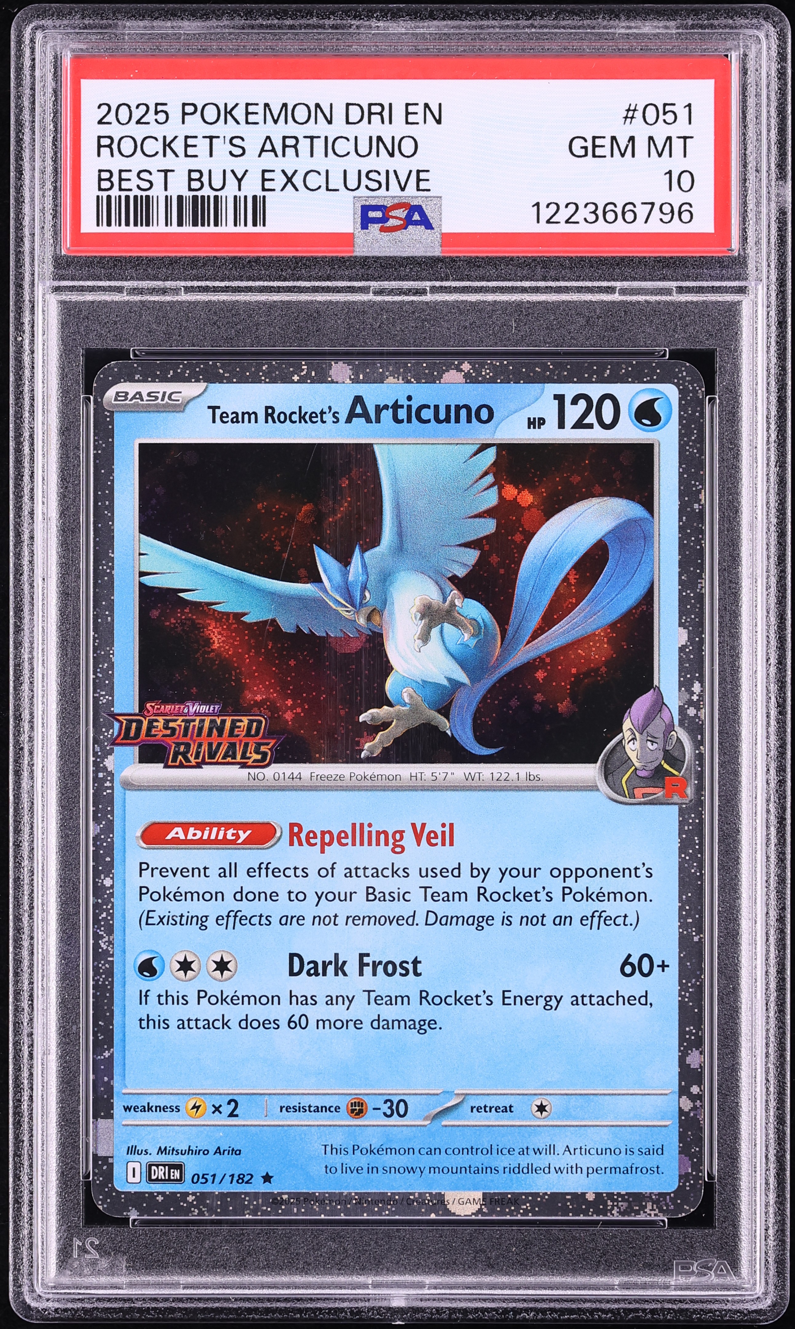 2025 Pokemon SV Destined Rivals Best Buy Exclusive Team Rocket's Articuno #51 PSA 10 GEM MINT