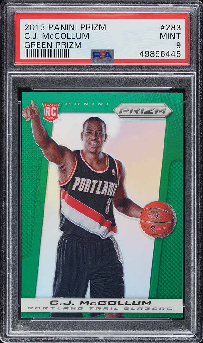 2013 Panini Prizm Green Prizms C.J. McCollum ROOKIE #283 PSA 9 MINT