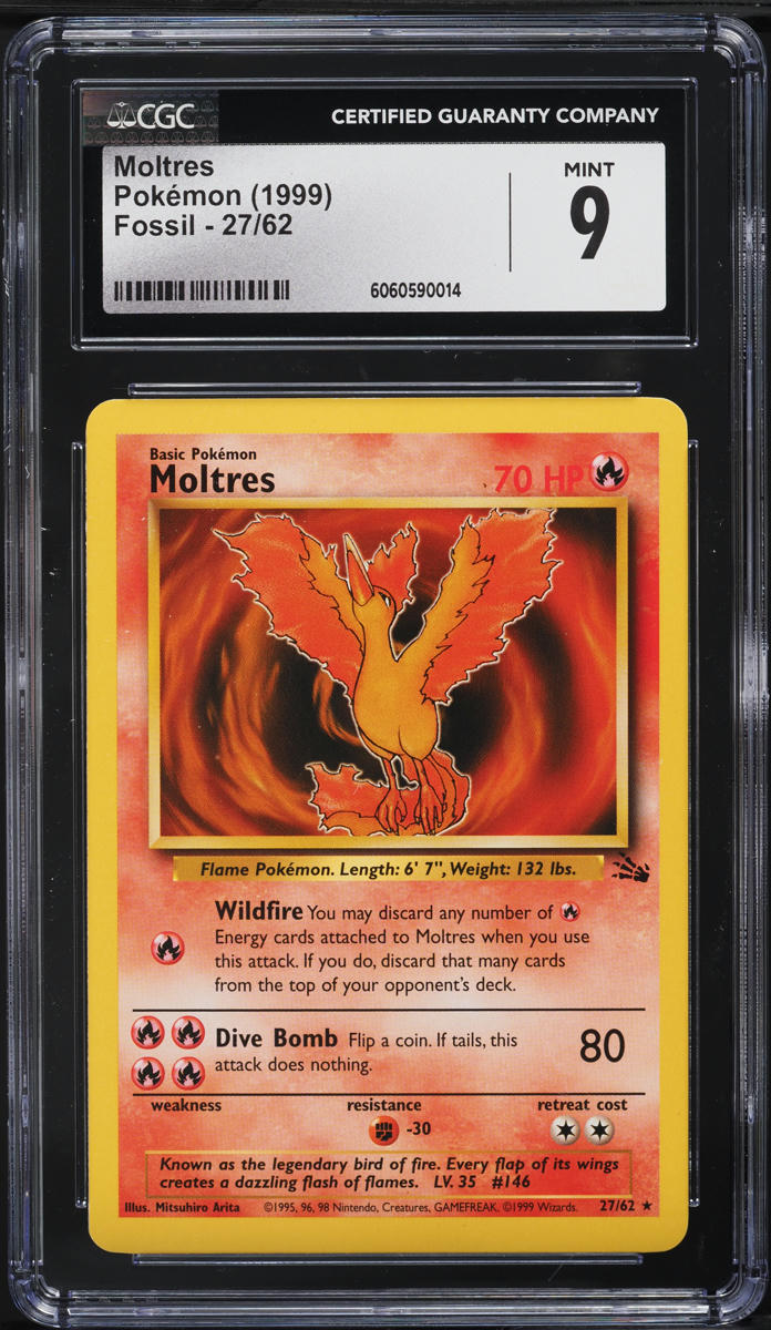 1999 Pokemon Fossil Moltres #27 CGC 9 MINT