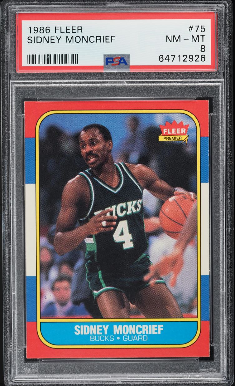 1986 Fleer Basketball Sidney Moncrief #75 PSA 8 NM-MT