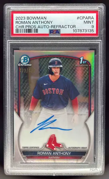 2023 Bowman Chrome Autographs Refractor #CPA-RA Roman Anthony RC Auto /499 PSA 9