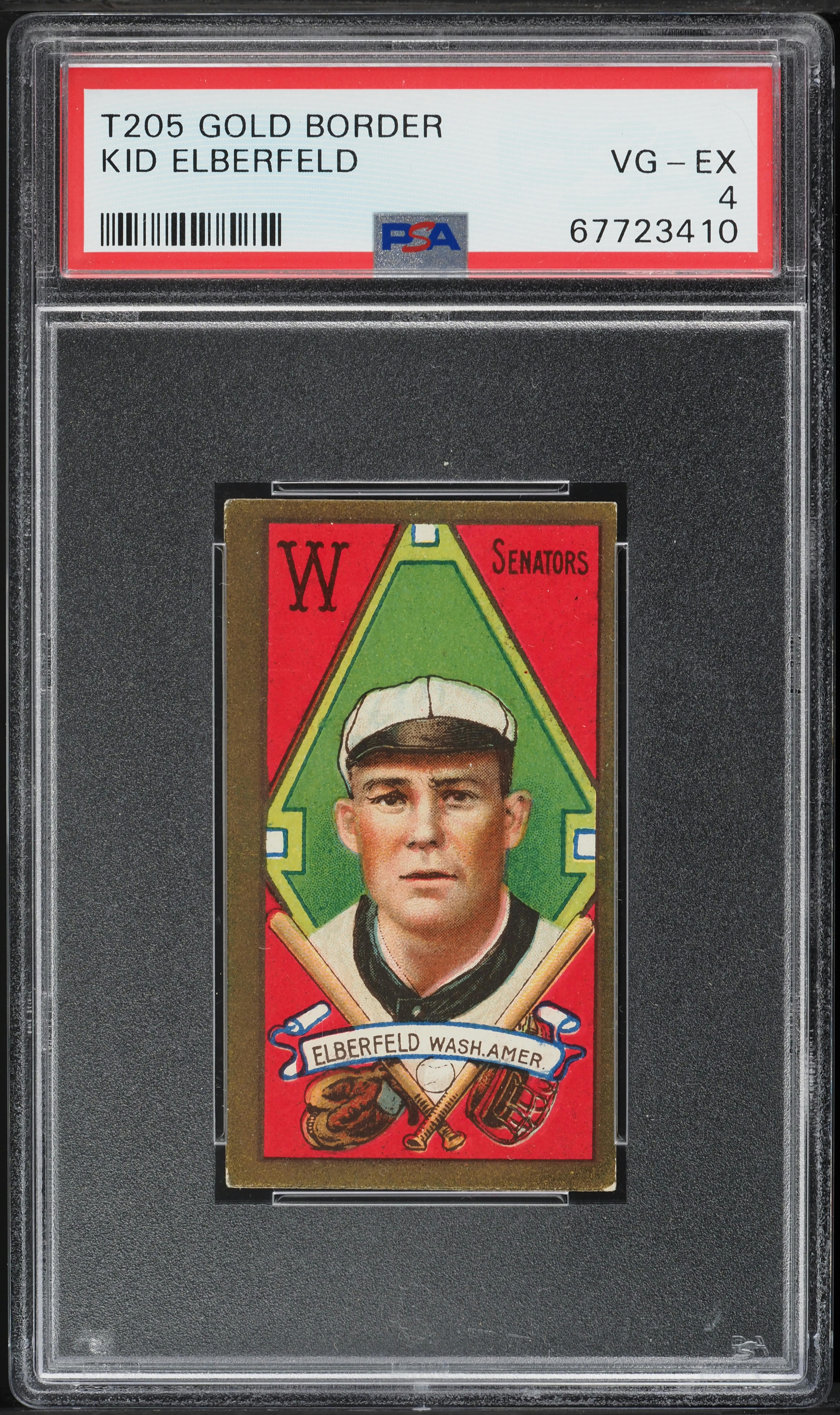 1911 T205 Gold Border Kid Elberfeld PSA 4 VGEX