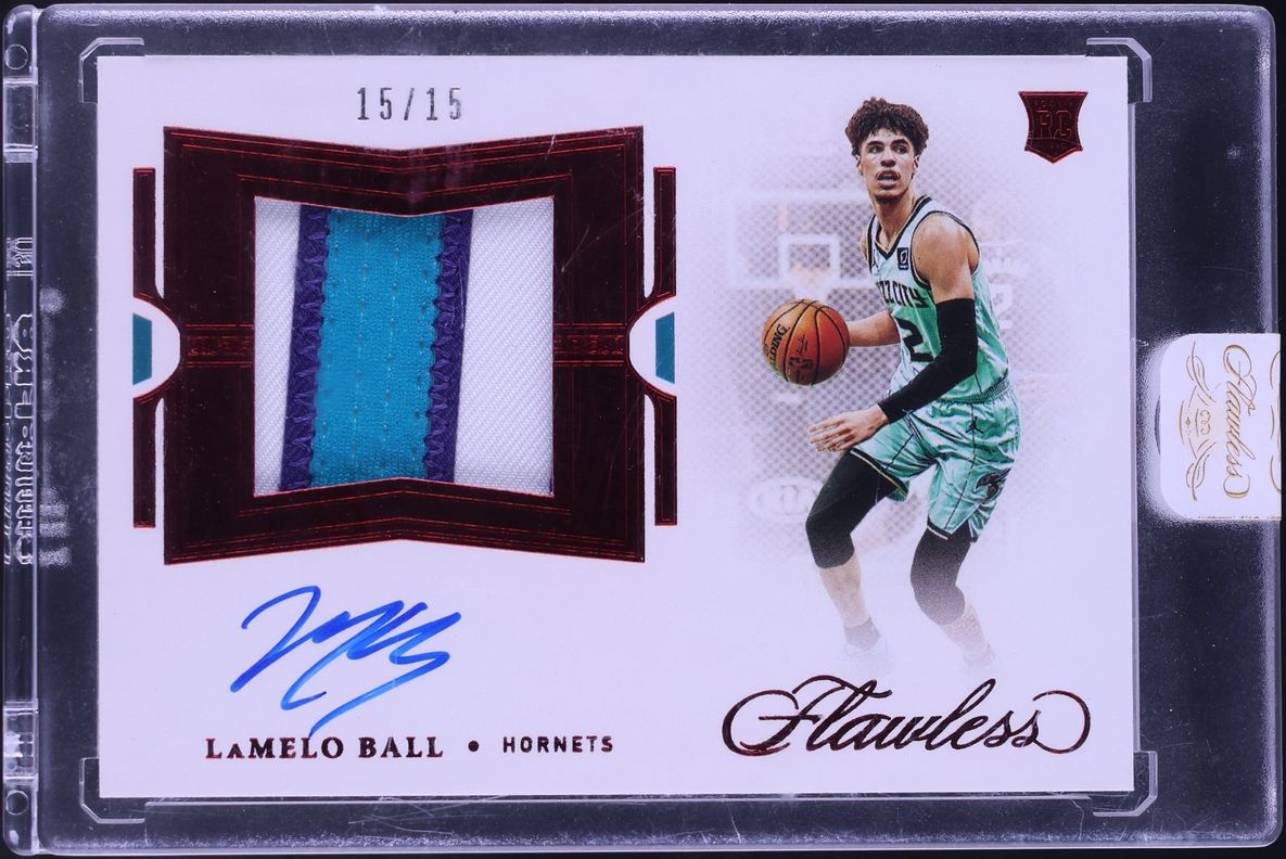 2020 Panini Flawless Ruby LaMelo Ball ROOKIE PATCH AUTO 15/15 #FPA-LAM