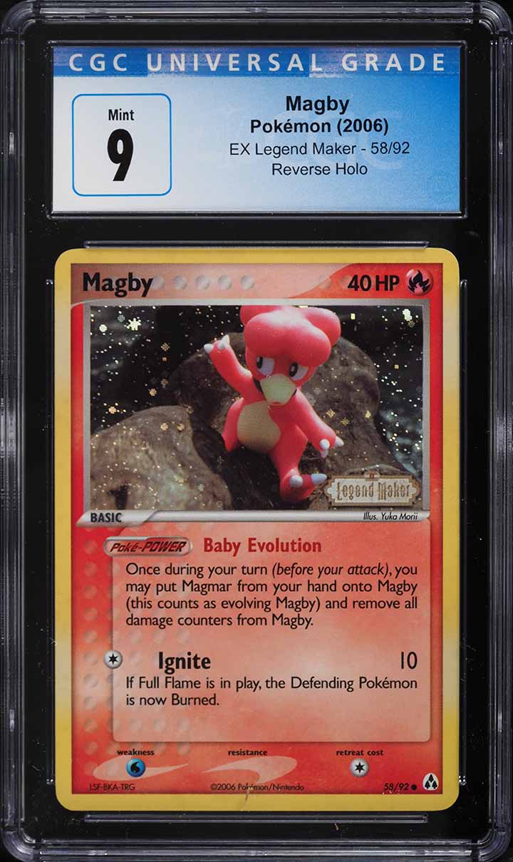 2006 Pokemon EX Legend Maker Reverse Holo Magby #58 CGC 9 MINT