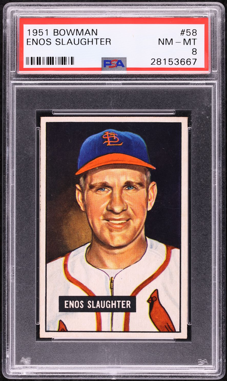 1951 Bowman Enos Slaughter #58 PSA 8 NM-MT