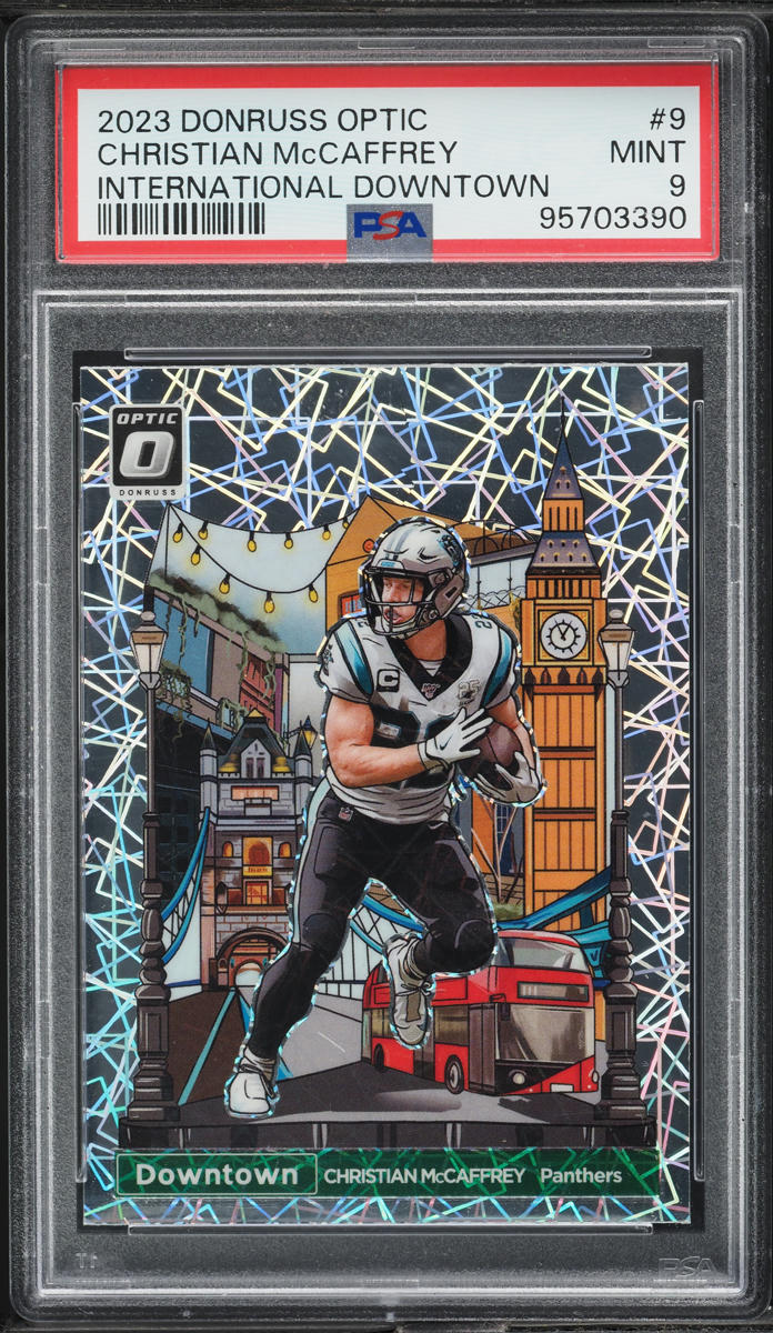 2023 Donruss Optic International Downtown Christian McCaffrey #9 PSA 9 MINT