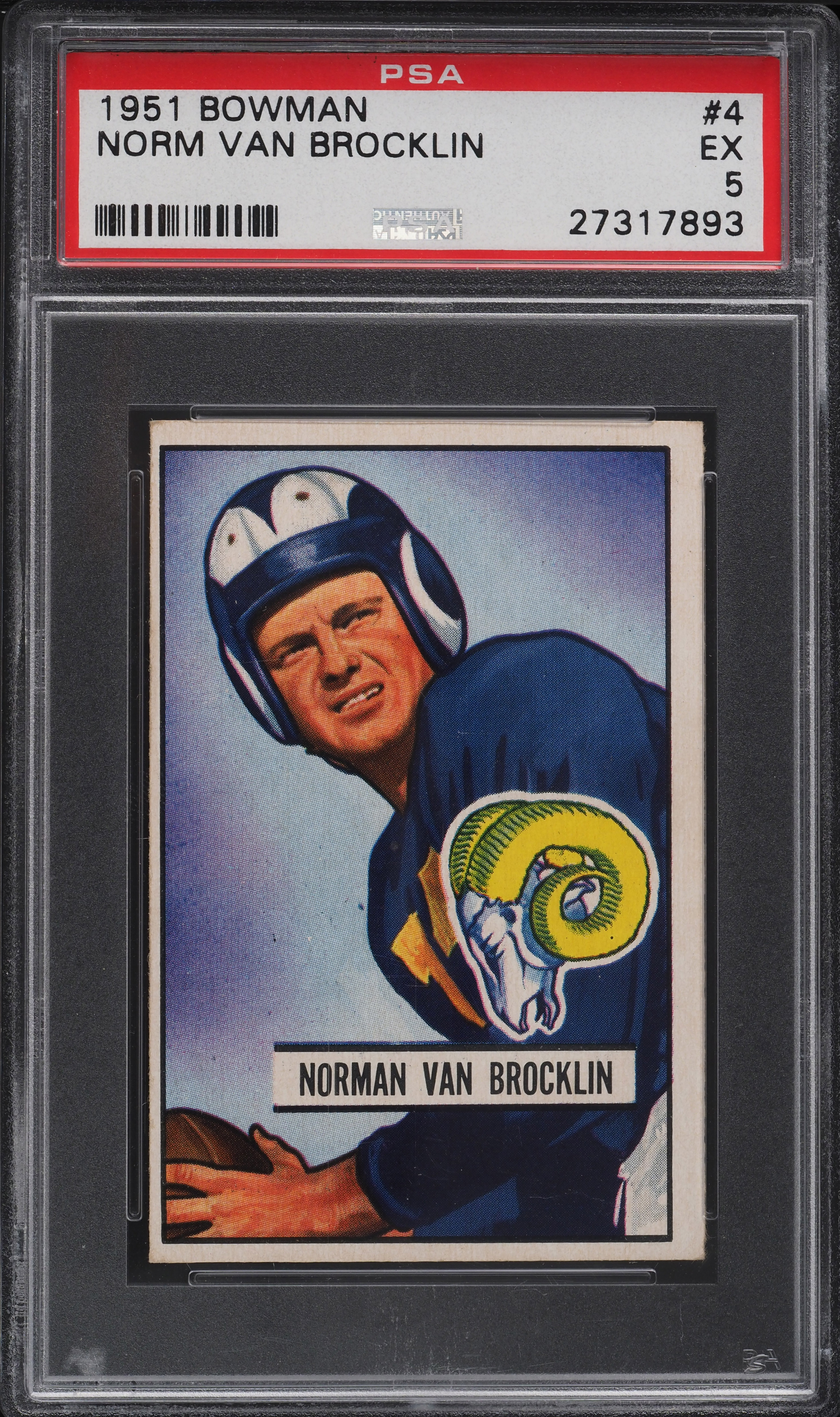 1951 Bowman Football Norm Van Brocklin ROOKIE #4 PSA 5 EX