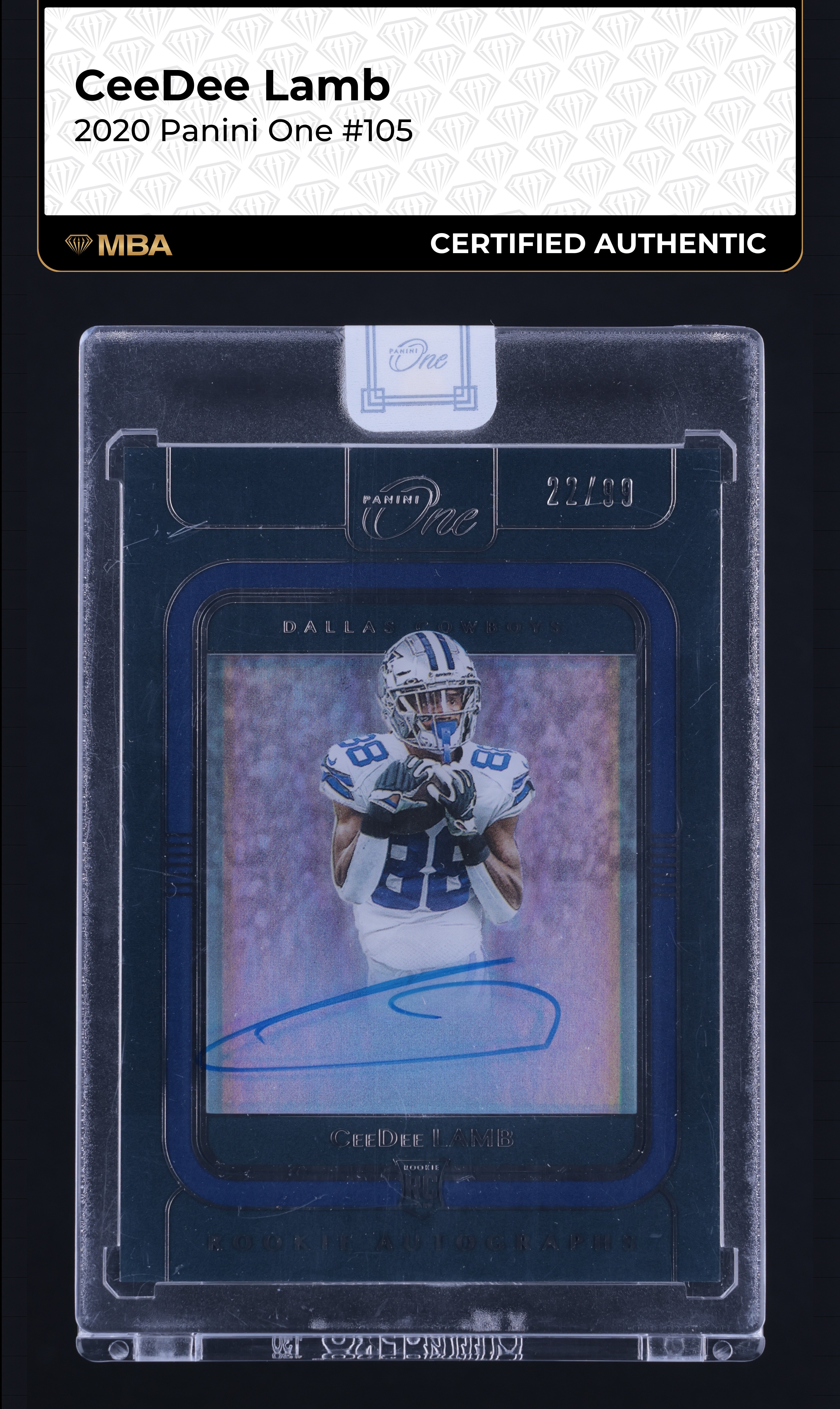 2020 Panini One CeeDee Lamb ROOKIE AUTO /99 #105 MBA AUTH